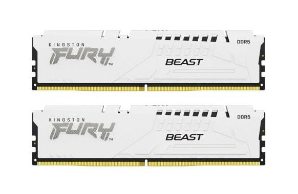 KF556C40BWK2-64 Kingston FURY Beast White 64GB Kit (2 X 32GB) PC5-44800 DDR5-5600MHz Non-ECC CL40 288-Pin DIMM 1.25V Dual Rank Memory
