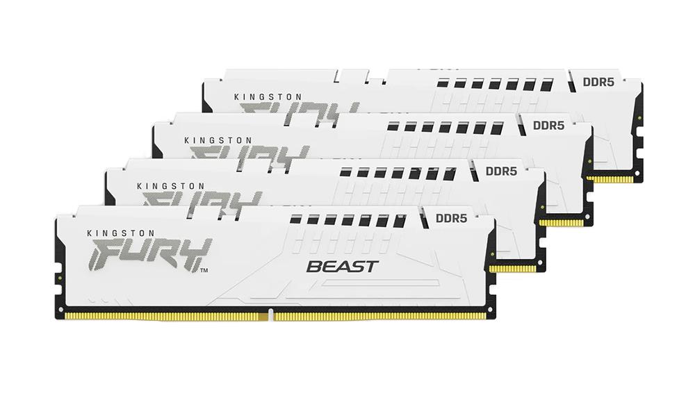 KF556C40BWK4-64 Kingston FURY Beast White 64GB Kit (4 X 16GB) PC5-44800 DDR5-5600MHz Non-ECC Unbuffered CL40 288-Pin DIMM 1.25V Single Rank Memory