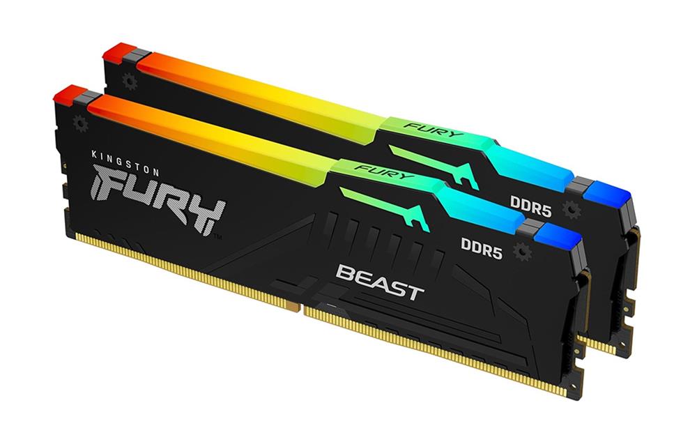 KF560C36BBEAK2-64 Kingston FURY Beast Black RGB 64GB Kit (2 X 32GB) PC5-48000 DDR5-6000MHz Non-ECC Unbuffered CL36 288-Pin DIMM Dual Rank 1.35V Memory