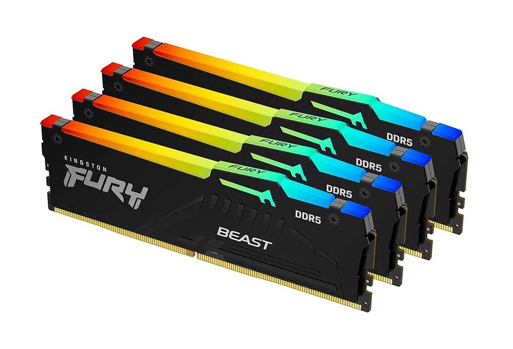 KF560C40BBAK4-64 Kingston FURY Beast 64GB Kit (4 X 16GB) PC5-48000 DDR5-6000MHz Non-ECC Unbuffered CL40 288-Pin DIMM 1.35V Single Rank Memory