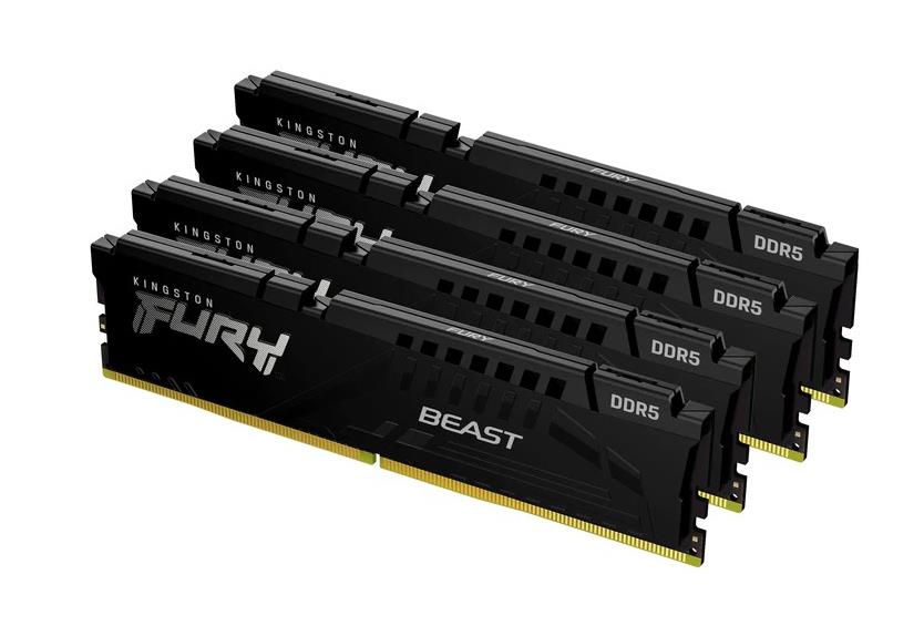 KF560C40BBK4-64 Kingston FURY Beast 64GB Kit (4 X 16GB) PC5-48000 DDR5-6000MHz Non-ECC Unbuffered CL40 288-Pin DIMM 1.35V Single Rank Memory Module