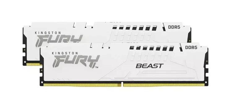 KF560C40BWK2-64 Kingston FURY Beast White 64GB Kit (2 X 32GB) PC5-48000 DDR5-6000MHz Non-ECC Unbuffered CL40 288-Pin DIMM 1.35V Dual Rank Memory Module