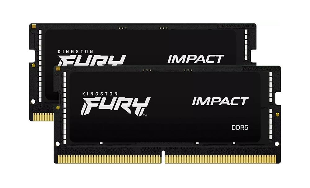 KF560S38IBK2-32 Kingston FURY Impact Black 32GB Kit (2 X16GB) PC5-48000 DDR5-6000MHz Non-ECC Unbuffered CL38 262-Pin SoDIMM 1.1V Single Rank Memory