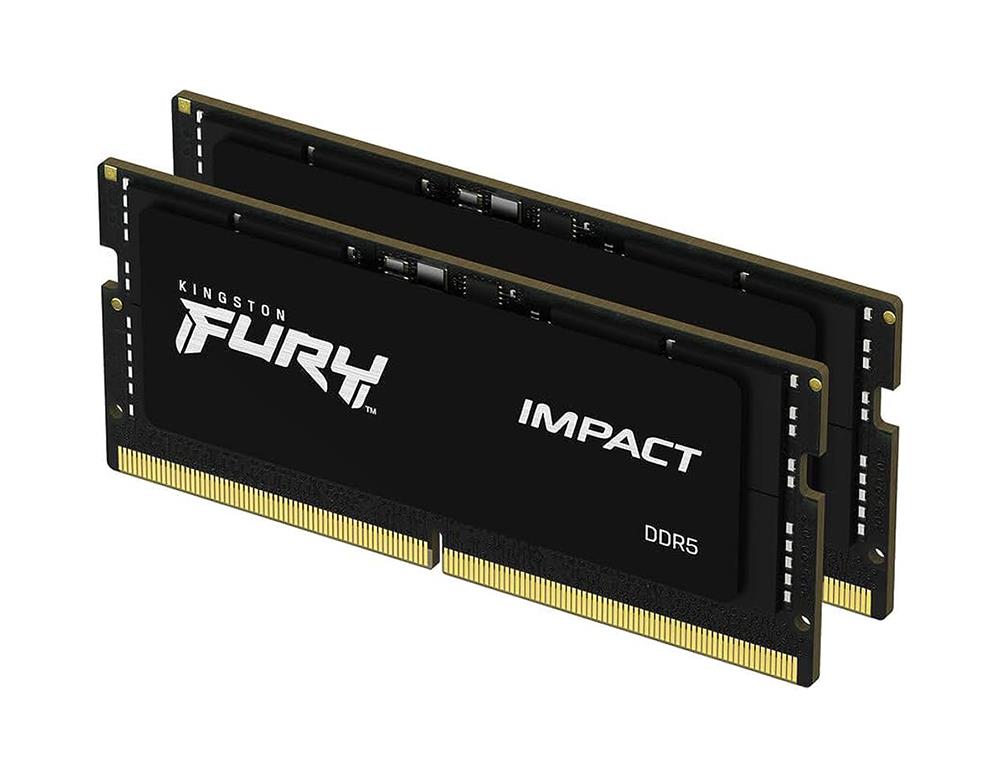 KF564S38IBK2-32 Kingston FURY Impact Black 32GB Kit (2 X 16GB ) PC5-51200 DDR5-6400MHz Non-ECC Unbuffered CL38 262-Pin SoDIMM 1.1V Single Rank Memory