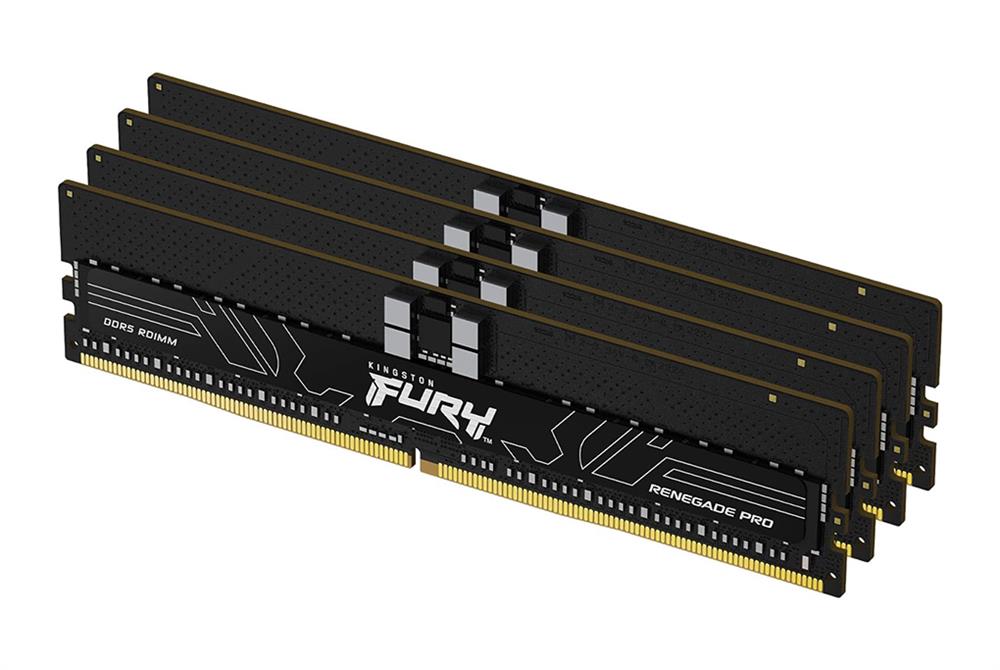 KF64RBEK64 Kingston FURY Renegade Pro 64GB Kit (4 x 16GB) PC5-51200 DDR5-6400MHz ECC Registered CL32 (32-39-39) DIMM 288-Pin 1.4V Single Rank Memory