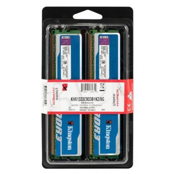 KHX1333C9D3B1K2/8G Kingston HyperX Blu HS 8GB Kit (2 X 4GB) PC3-10600 DDR3-1333MHz non-ECC Unbuffered CL9 240-Pin DIMM Memory (Kit of 2)