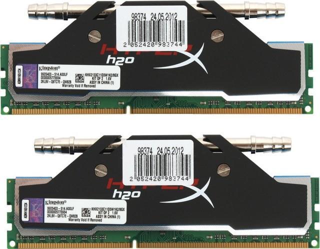 KHX2133C11D3W1K2/8GX Kingston HyperX W1 HS 8GB 2133MHz DDR3 non-ECC CL11 DIMM (Kit of 2) XMP Water-cooled