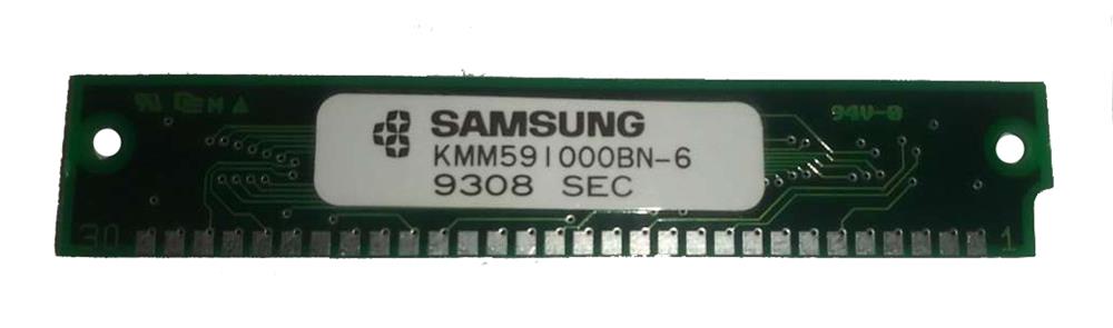 KMM591000BN-6 Samsung 1MB FastPage 70ns 5v 30-Pin SIMM Memory Module