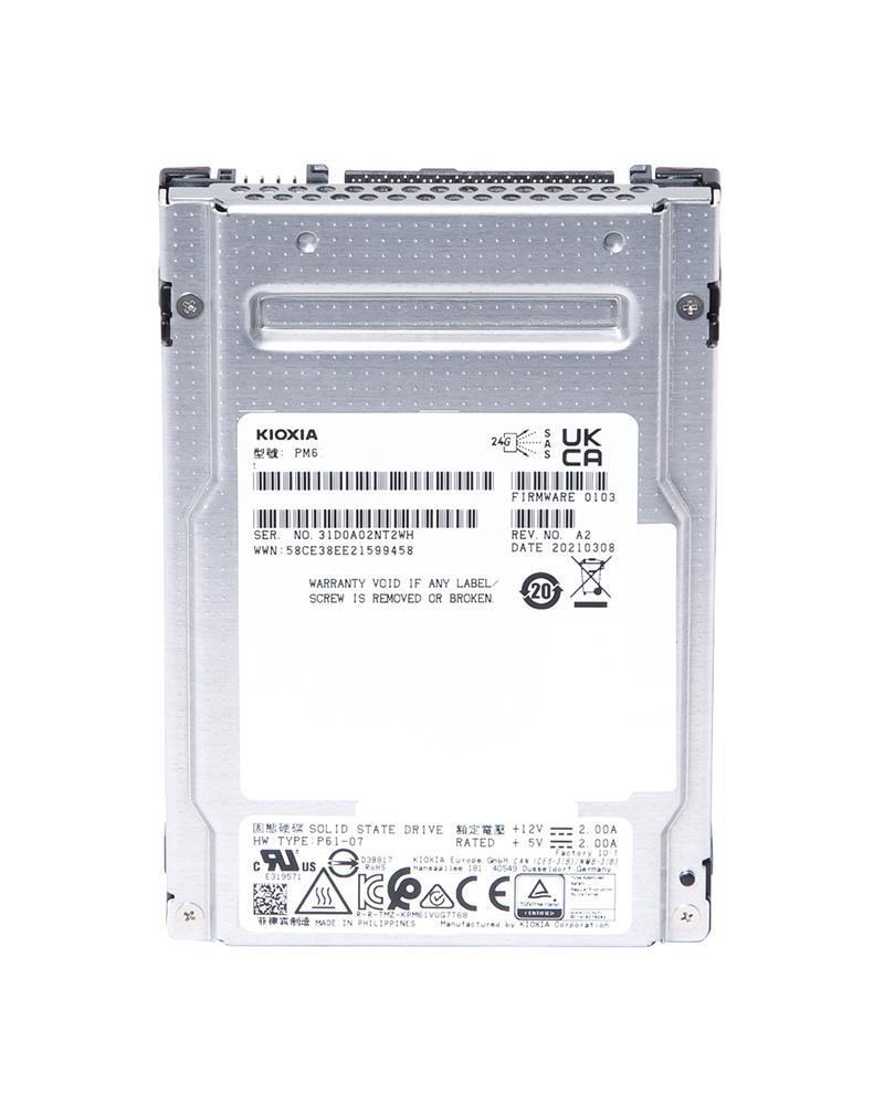 KPM6WRUG7T68 Toshiba KIOXIA PM6-R Series 7.68TB TLC SAS 24Gbps Read Intensive (SED FIPS 140-2) 2.5-inch Internal Solid State Drive (SSD)