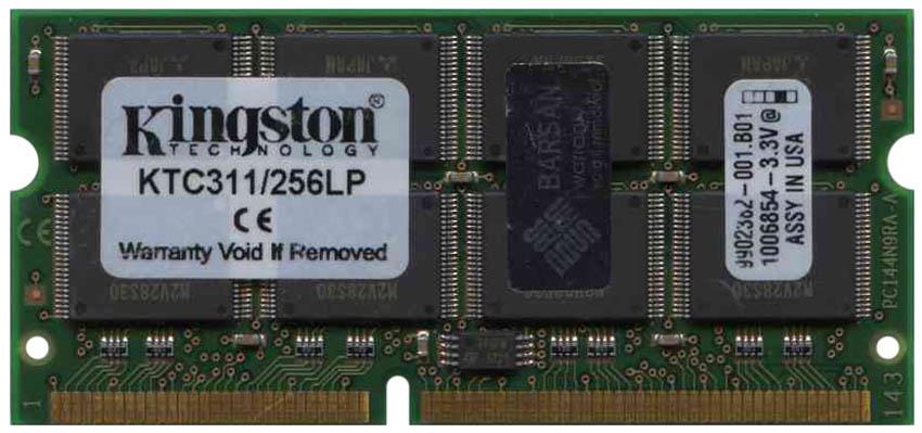 KTC311/256LP Kingston 256MB PC100 100MHz non-ECC Unbuffered CL2 144-Pin SoDimm Memory Module For Compaq 161554-B21, 161554-B21-KT, 176673-B21