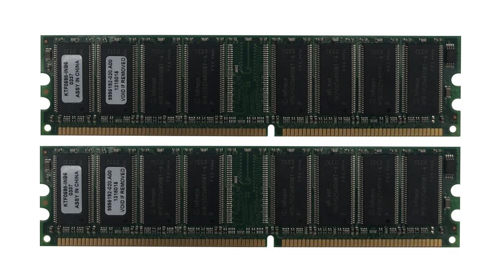 KTF0598-1NB6 Kingston 512MB Kit (2x256MB) PC-2700 DDR1 SDRAM 333MHz non-ECC CL2.5 184 Pin DIMM Dual Rank Memory Module (Kit of 2)