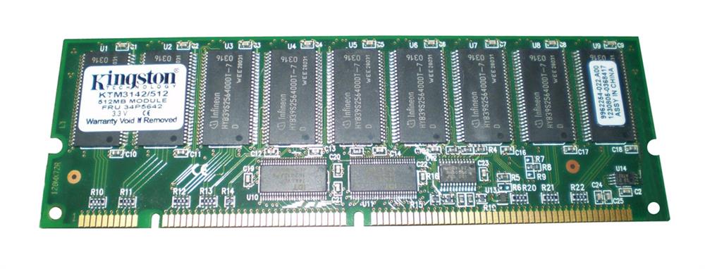 KTM3142/512 Kingston 512MB PC133 133MHz ECC Registered CL3 168-Pin DIMM Memory Module for IBM 34P5642, 33L3146