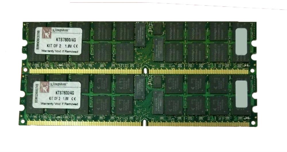 KTS7800/4G Kingston 4GB Kit (2 X 2GB) PC2-4200 DDR2-533MHz ECC Registered CL4 240-Pin DIMM Memory for Sun X7802A