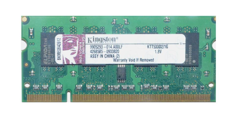 KTT533D2/1G Kingston 1GB PC2-4200 DDR2-533MHz non-ECC Unbuffered CL4 200-Pin SoDimm Memory Module for Toshiba, PA3411U-2M1G