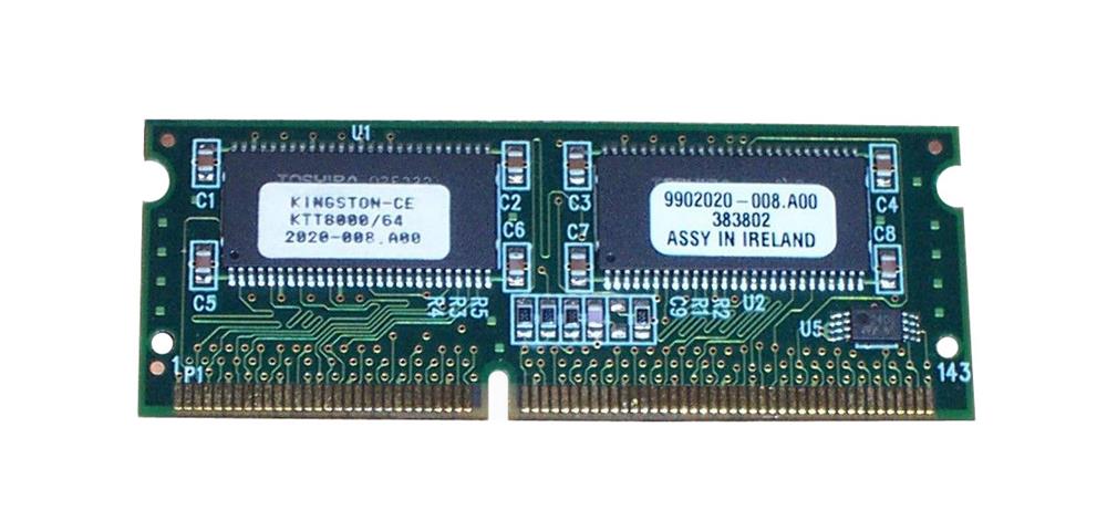KTT8000/64 Kingston 64MB PC66 66MHz non-ECC Unbuffered 144-Pin SoDimm Memory Module
