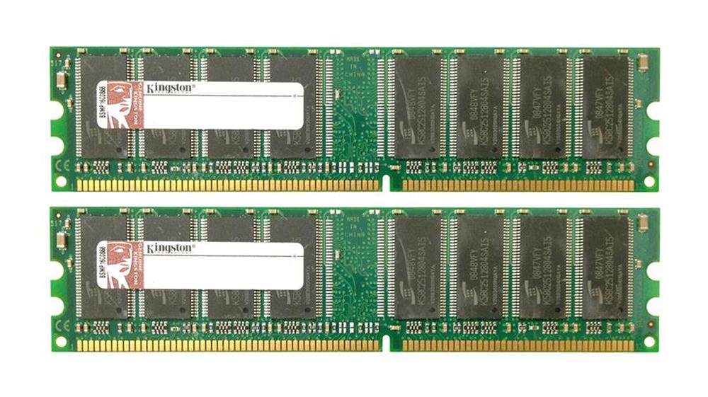 KVR400AK2/2GR(1OF2PCKIT) Kingston 2GB Kit (2 X 1GB) PC3200 DDR-400MHz non-ECC Unbuffered CL3 184-Pin DIMM Memory