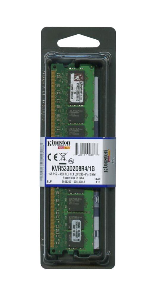 KVR533D2D8R4/1G Kingston 1GB PC2-4200 DDR2-533MHz ECC Registered CL4 240-Pin DIMM Dual Rank x8 Memory Module for MSI