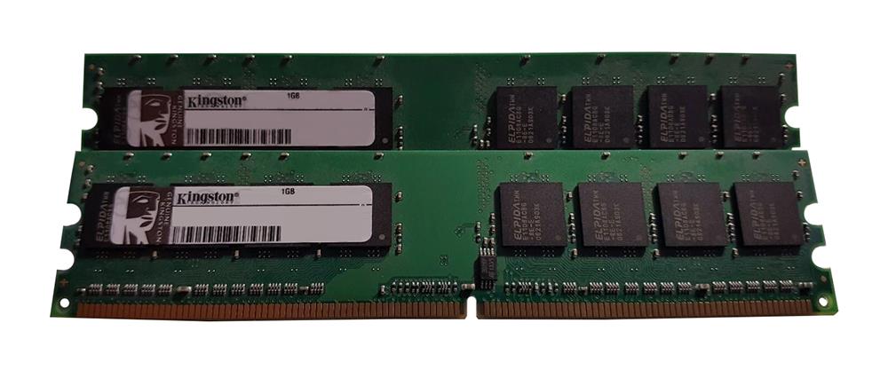 KVR667D2S8P5K2/2G(1OF2PCKIT) Kingston 2GB Kit (2 X 1GB) PC2-5300 DDR2-667MHz ECC Registered CL5 240-Pin DIMM Single Rank x8 Memory