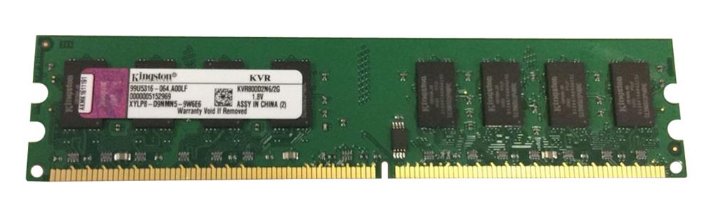 KVR800D2N6/2G Kingston 2GB PC2-6400 DDR2-800MHz non-ECC Unbuffered CL6 240-Pin DIMM Dual Rank Memory Module