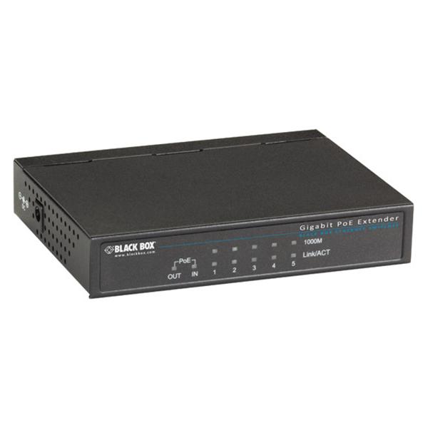 LPR1131 Black Box Gigabit PoE Repeater 1 PD In 1 PoE Out and 3 RJ-45 Ports