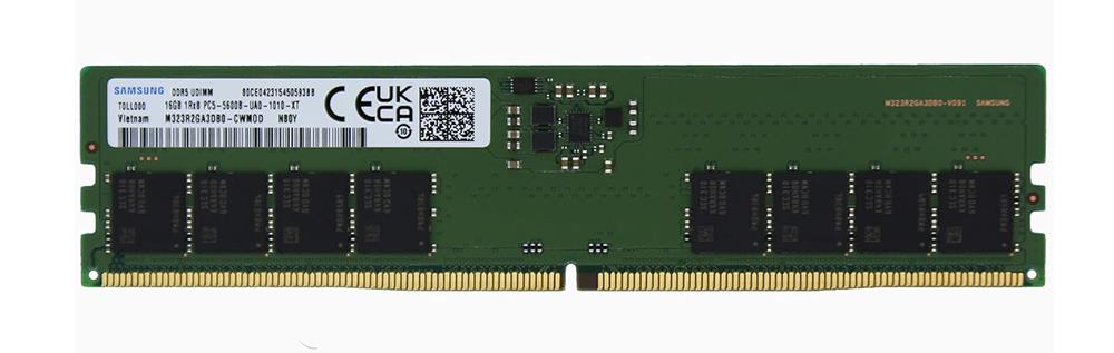 M323R2GA3DB0-CWM0D Samsung 16GB PC5-44800 DDR5-5600MHz Non-ECC Unbuffered CL46 288-Pin UDIMM 1.1V Single Rank Memory Module