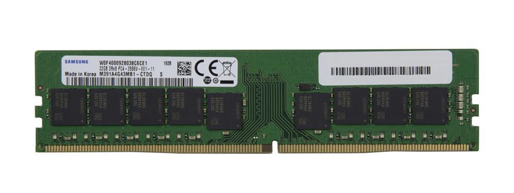 M391A4G43MB1-CTDQ Samsung 32GB PC4-21300 DDR4-2666MHz ECC Unbuffered CL19 288-Pin DIMM 1.2V Dual Rank Memory Module