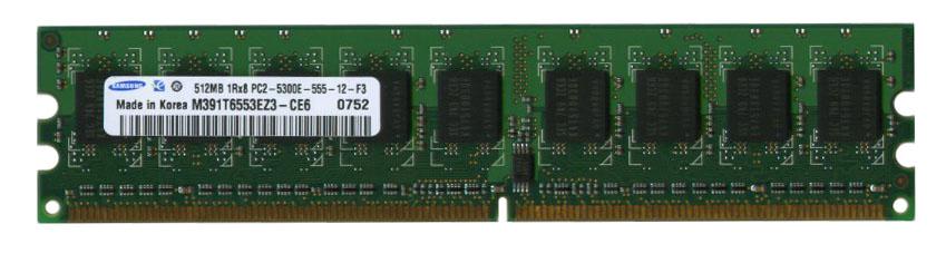 M391T6553EZ3-CE6 Samsung 512MB PC2-5300 DDR2-667MHz ECC Unbuffered CL5 240-Pin DIMM Single Rank Memory Module