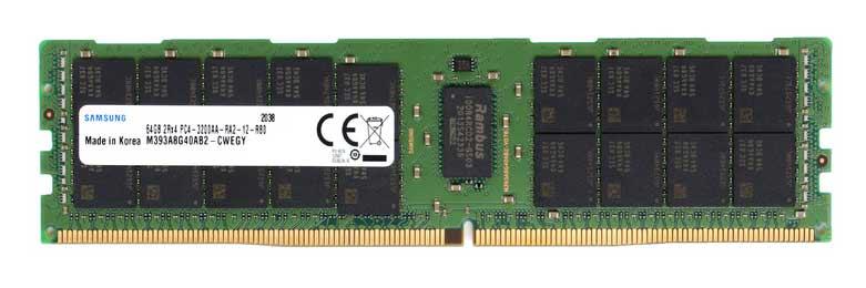 M393A8G40AB2-CWEGY Samsung 64GB PC4-25600 DDR4-3200MHz Registered ECC CL22 288-Pin DIMM 1.2V Dual Rank Memory Module