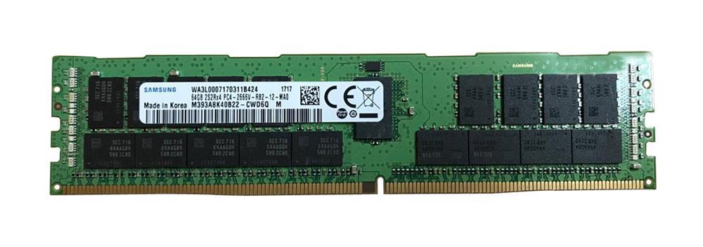 M393A8K40B22-CWD6Y Samsung 64GB PC4-21300 DDR4-2666MHz Registered ECC CL19 288-Pin DIMM 1.2V Quad Rank Memory Module