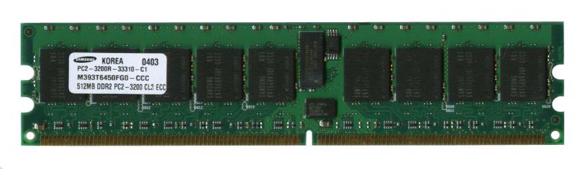 M393T6450FG0-CCC Samsung 512MB PC2-3200 DDR2-400MHz ECC Registered CL3 240-Pin DIMM Single Rank Memory Module