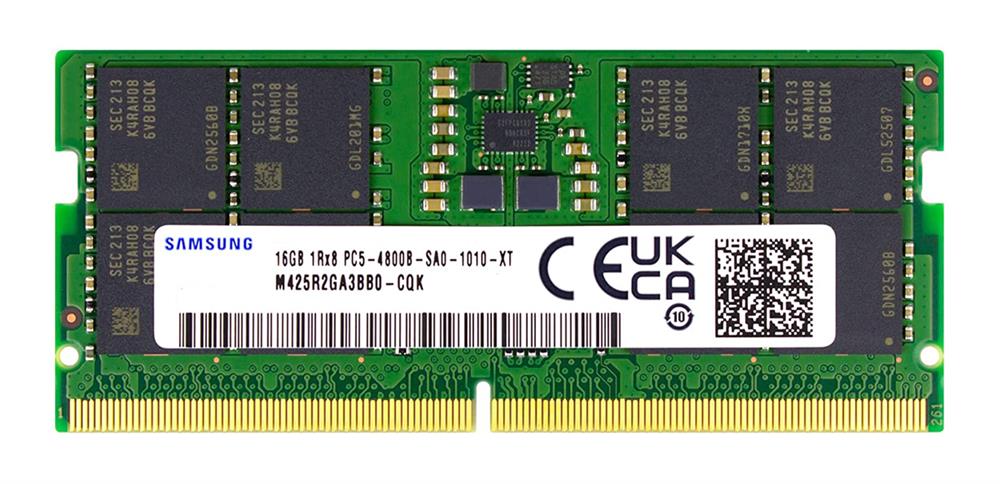 M425R2GA3BB0-CQK Samsung 16GB PC5-38400 DDR5-4800MHz non-ECC Unbuffered CL40 262-Pin SoDIMM 1.1V Single Rank Laptop Memory