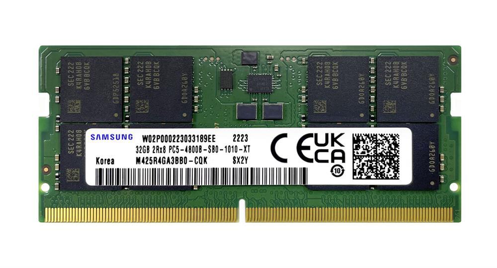 M425R4GA3BB0-CQKOD Samsung 32GB PC5-38400 DDR5-4800MHz Non-ECC Unbuffered CL40 262-Pin SODIMM 1.1V Dual Rank Memory Module