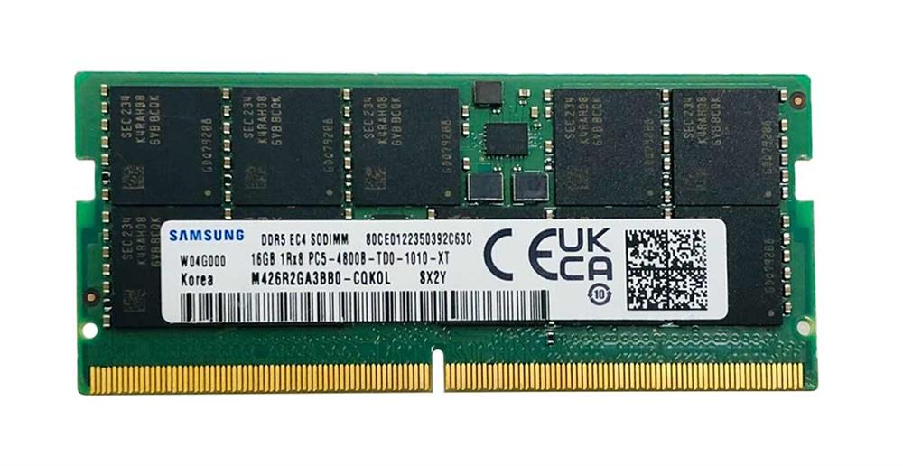 M426R2GA3BB0-CQK0L Samsung 16GB PC5-38400 DDR5-4800MHz ECC Unbuffered CL40 262-Pin SoDIMM 1.1V Single Rank Memory Module