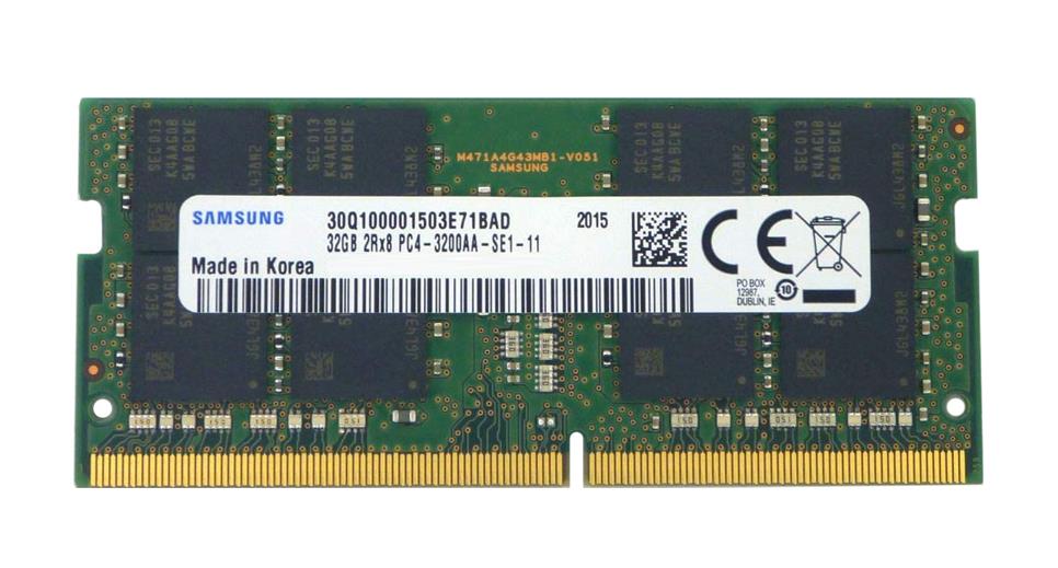 M474A4G43AB1-CWE Samsung 32GB PC4-25600 DDR4-3200MHz ECC Unbuffered CL22 260-Pin SoDimm 1.2V Dual Rank Memory Module