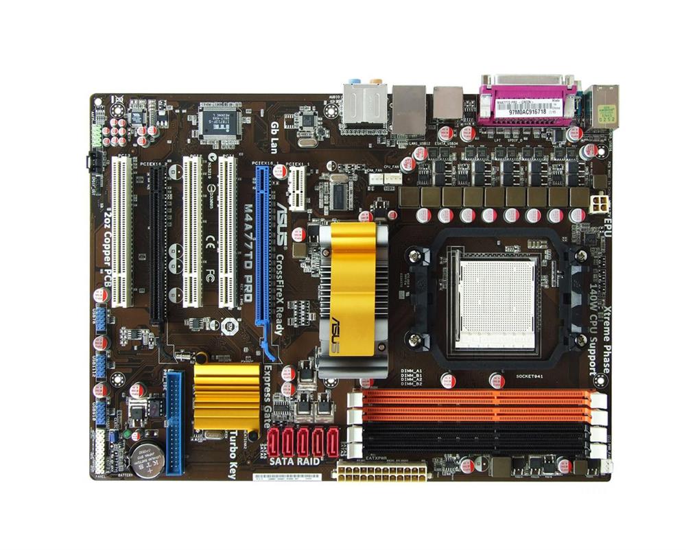 M4A77TDPRO ASUS Socket AM3 AMD 770 + SB710 Chipset AMD Phenom II/ Athlon II/ Sempron 100 Series Processors Support DDDR3 4x DIMM 5x SATA 3.0Gb/s ATX Motherboard (Refurbished)