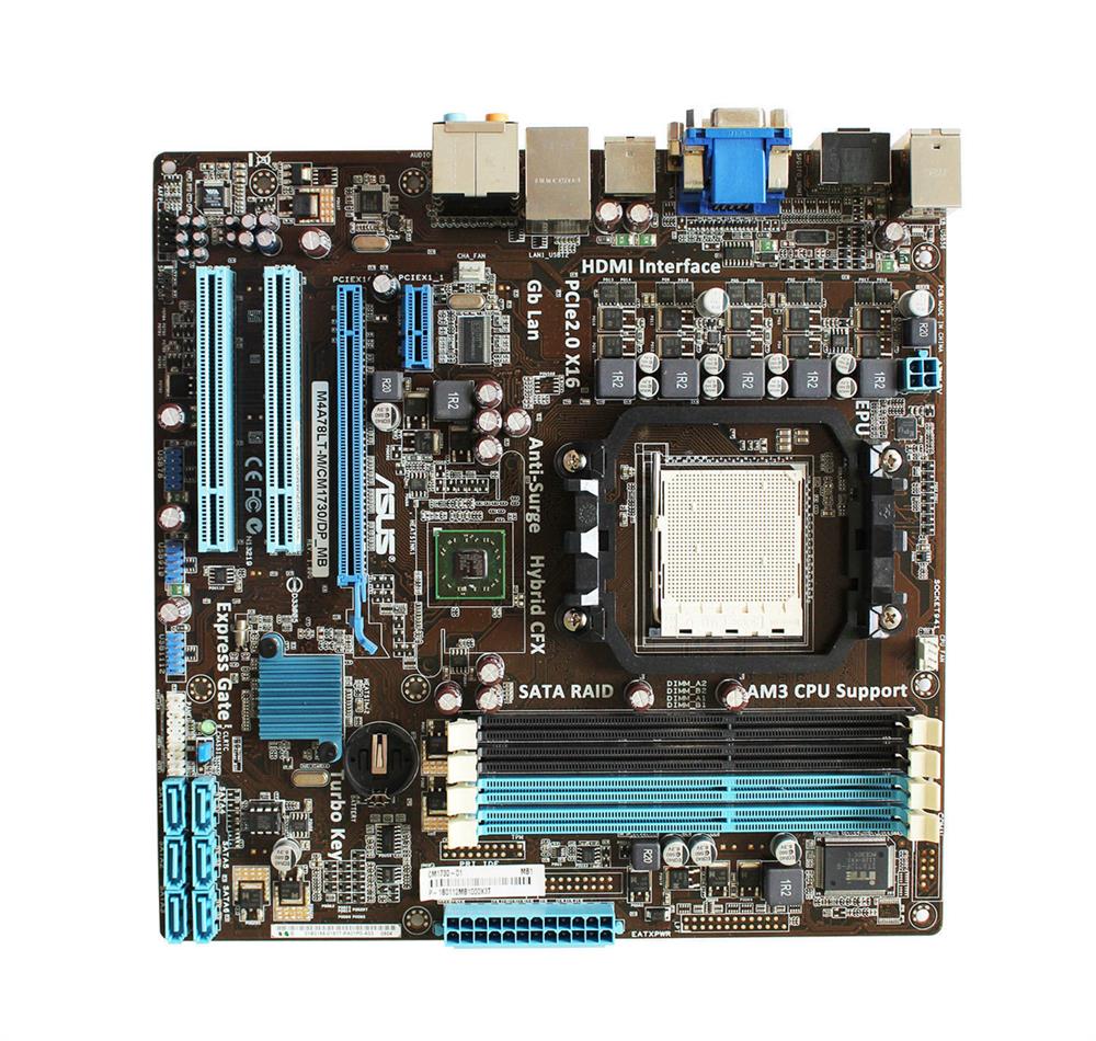 M4A78LT-M ASUS Socket AM3 AMD 760G + SB710 Chipset AMD Phenom II/ AMD Athlon II/ AMD Sempron 100 Series Processors Support DDR3 4x DIMM 6x SATA 3.0Gb/s Micro-ATX System Motherboard (Refurbished)