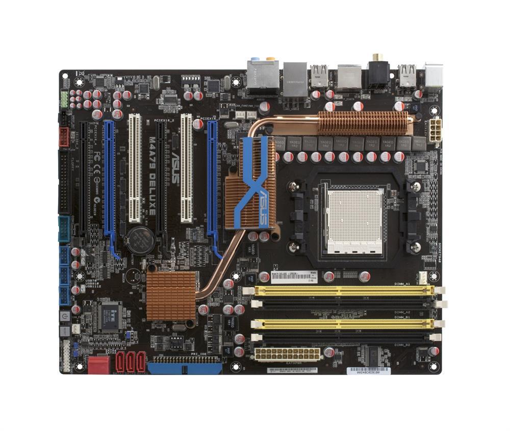 M4A79DELUXE ASUS Socket AM3/AM2+/AM2 AMD 790FX + SB750 Chipset AMD Phenom II/ Phenom/ AMD Athlon II/ Athlon/ AMD Sempron Processors Support DDR2 4x DIMM 5x SATA 3.0Gb/s ATX Motherboard (Refurbished)