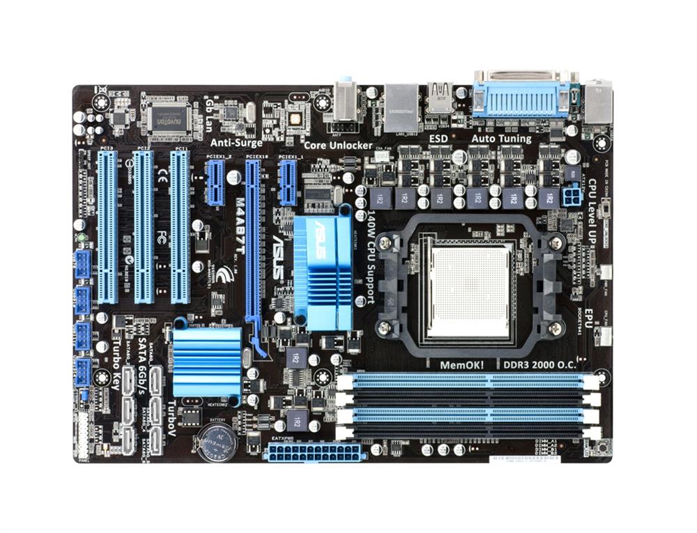 M4A87T ASUS Socket AM3 AMD 870 + SB850 Chipset AMD Phenom II/ Athlon II/ Sempron 100 Series Processors Support DDR3 4x DIMM 6x SATA 6.0Gb/s ATX Motherboard (Refurbished)