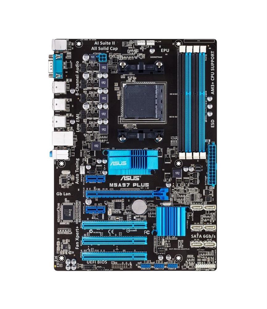 M5A97 PLUS ASUS Socket AM3+ AMD 970/SB950 Chipset AMD FX/ Phenom II/ Athlon II/ Sempron 100 Series Processors Support DDR3 4x DIMM 6x SATA 6.0Gb/s ATX Motherboard (Refurbished)