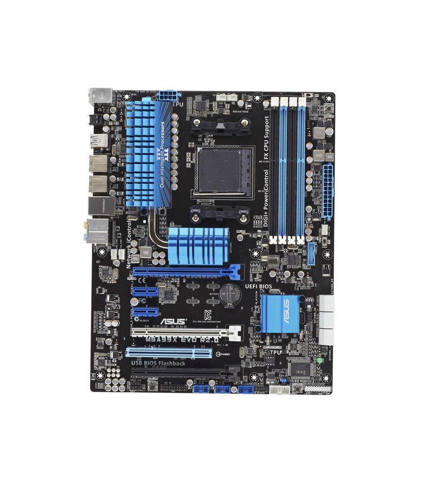 M5A99X-EVO-R20 ASUS Socket AM3+ AMD 990X + SB950 Chipset AMD FX/AMD Phenom II/ Athlon II/ AMD Sempron 100 Series Processors Support DDR3 4x DIMM 6x SATA 6.0Gb/s ATX Motherboard (Refurbished)