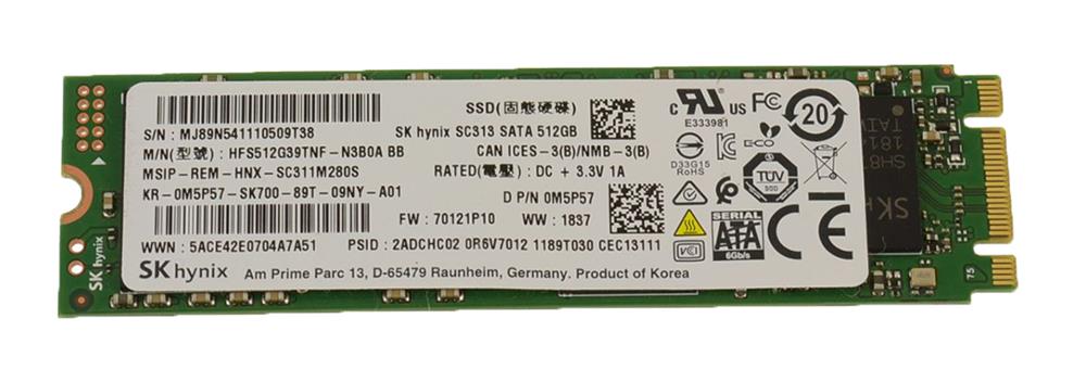 M5P57 Dell 512GB SATA 6Gbps (SED Opal2) M.2 2280 Internal Solid State Drive (SSD)