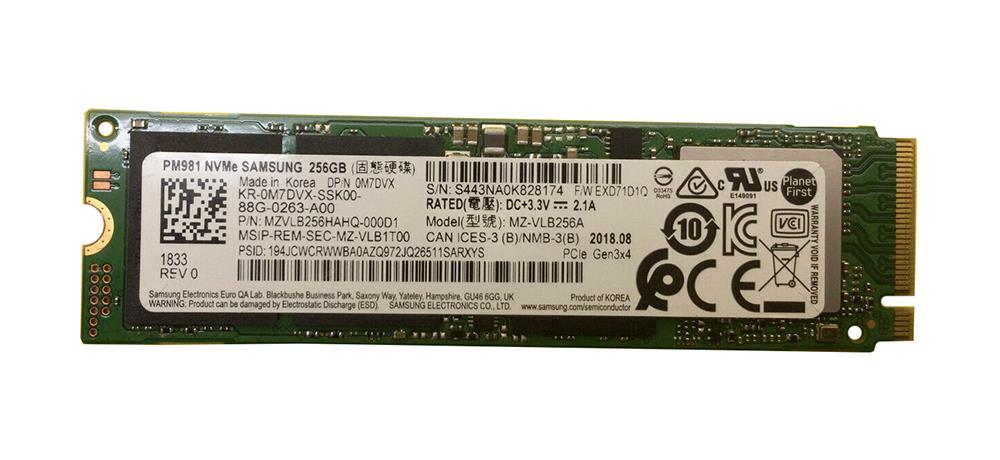 M7DVX Dell 256GB Nvme M.2 2280 SSD