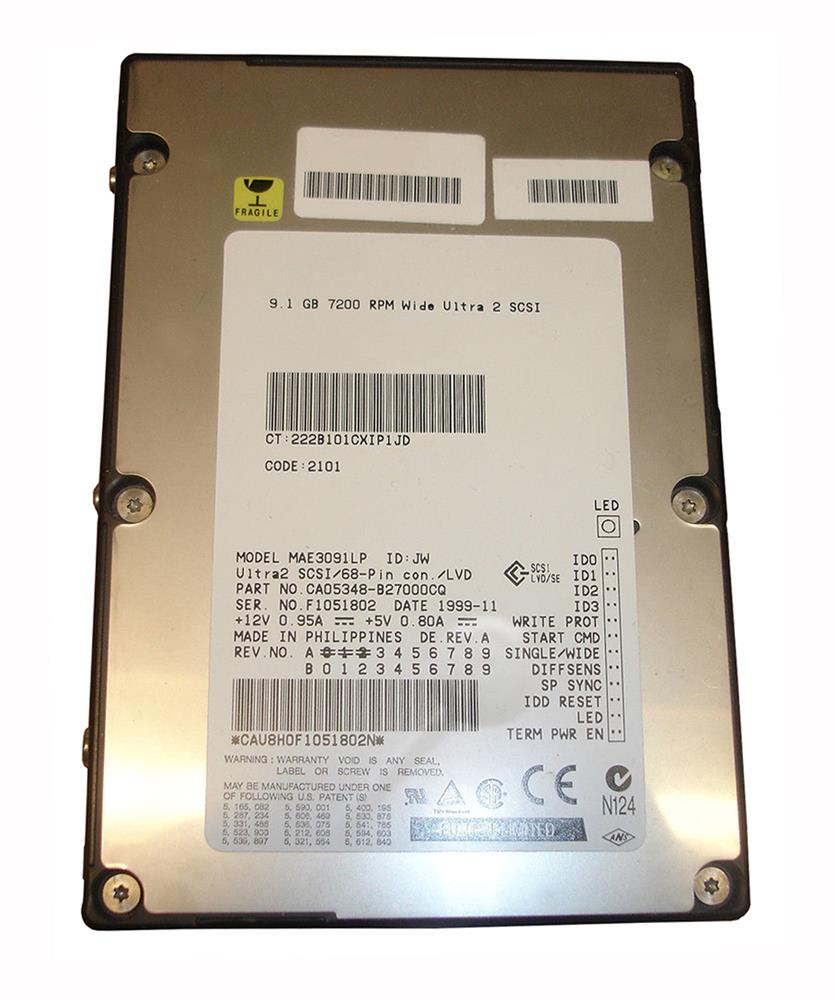 MAE3091LP Fujitsu Enterprise 9.1GB 7200RPM Ultra2 Wide SCSI 68-Pin 2MB Cache 3.5-inch Internal Hard Drive