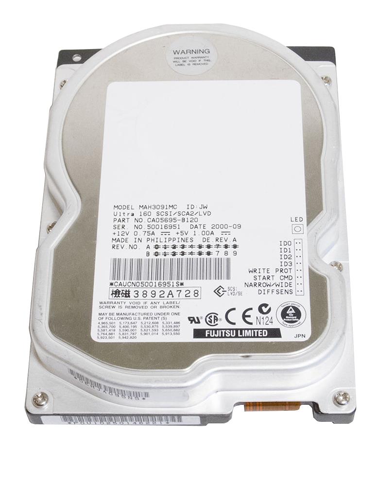 MAH3091MC Fujitsu Enterprise 9.1GB 7200RPM Ultra-160 SCSI 80-Pin 4MB Cache 3.5-inch Internal Hard Drive