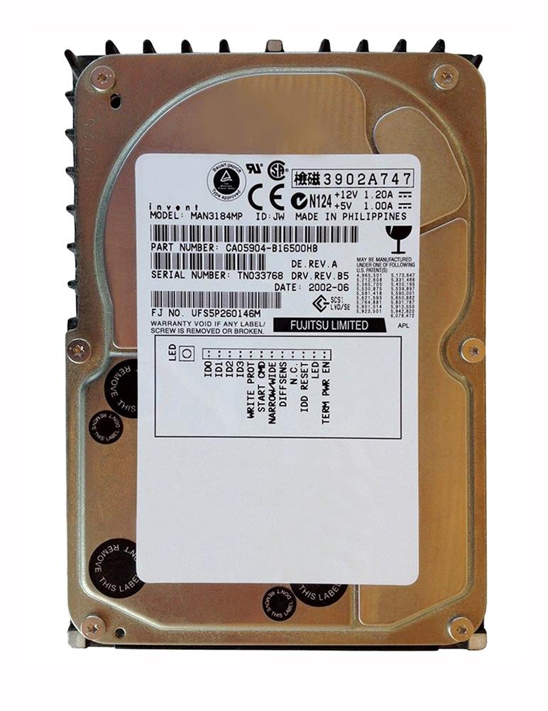 MAN3184MP Fujitsu Enterprise 18.4GB 10000RPM Ultra-160 SCSI 68-Pin 8MB Cache 3.5-inch Internal Hard Drive