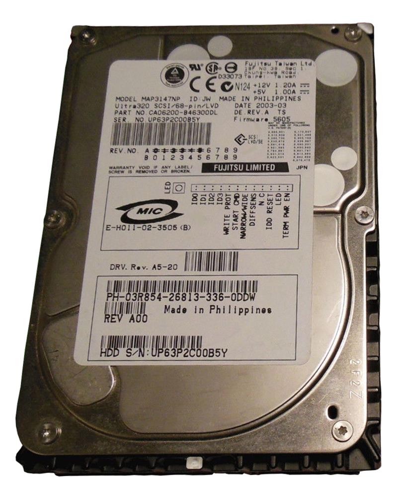 MAP3147NP Fujitsu Enterprise 147GB 10000RPM Ultra-320 SCSI 68-Pin 8MB Cache 3.5-inch Internal Hard Drive