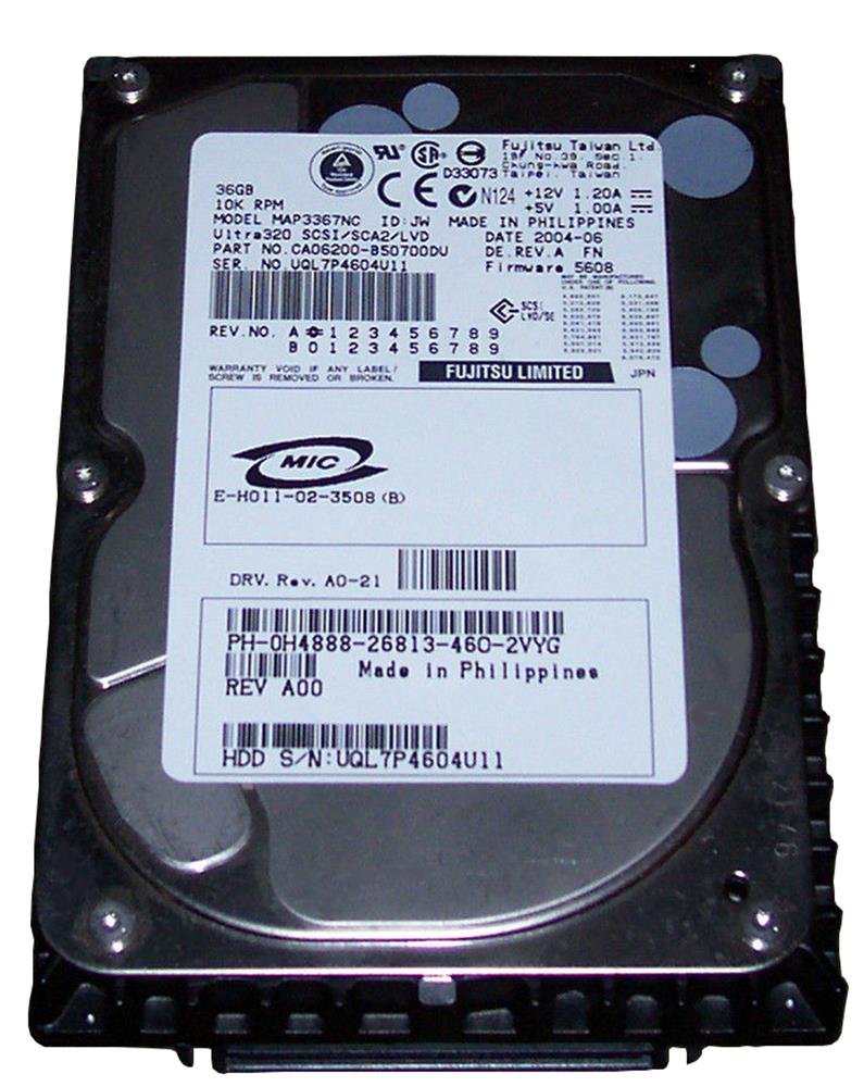 MAP3367NC Fujitsu Enterprise 36.7GB 10000RPM Ultra-320 SCSI 80-Pin 8MB Cache 3.5-inch Internal Hard Drive