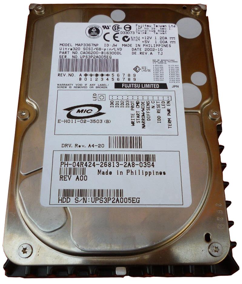 MAP3367NP Fujitsu Enterprise 36.4GB 10000RPM Ultra-320 SCSI 68-Pin 8MB Cache 3.5-inch Internal Hard Drive