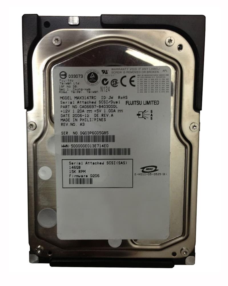 MAX3147RC Fujitsu Enterprise 147GB 15000RPM SAS 3Gbps 16MB Cache 3.5-inch Internal Hard Drive