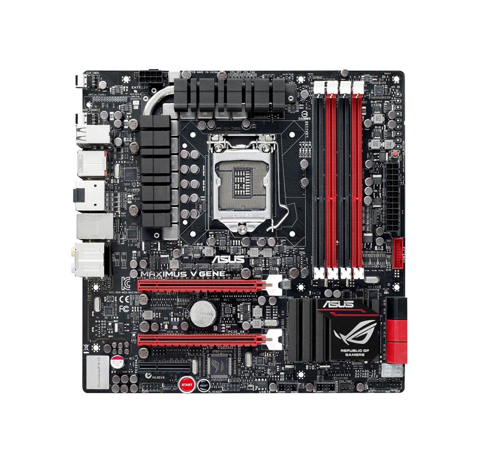 MAXIMUSVGENE1 ASUS MAXIMUS V GENE Socket LGA 1155 Intel Z77 Chipset 3rd/2nd Generation Core i7 / i5 / i3 / Pentium / Celeron Processors Support DDR3 4x DIMM 2x SATA 6.0Gb/s Micro-ATX Motherboard (Refurbished)